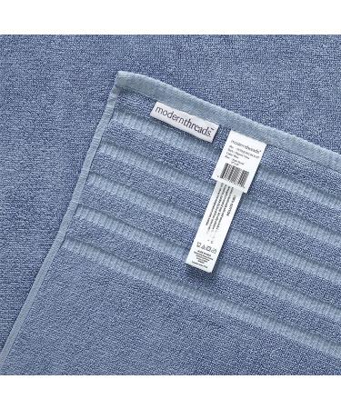 Amrapur Overseas 6-Piece Organic Vines Jacquard/Solid Ultra Soft 100% Combed Cotton Towel Set - Blue - Buy Online on GoSupps.com