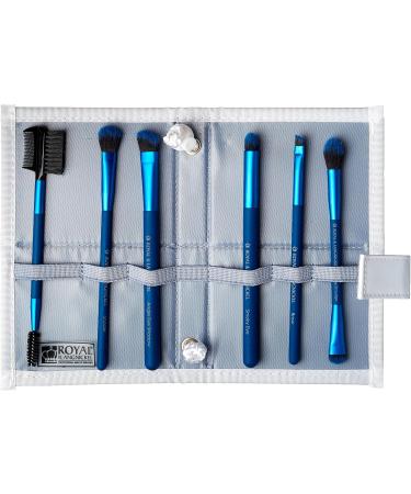 MODA Royal & Langnickel Travel Size Beautiful Eyes 7pc Makeup Brush Set with Pouch Includes - Angle Shader Crease Smudger Eye Shader Smoky Eye Brow Liner and Lash Comb Brushes Blue - Buy Online on GoSupps.com