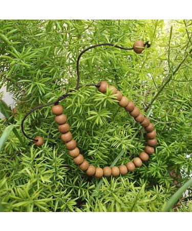 Unisex Sandalwood Round Beads Bracelet - Handmade Elastic Yoga Meditation Jewelry (Large Brown - Buy Online on GoSupps.com