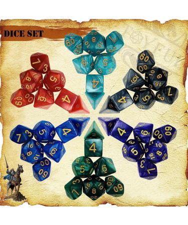 DND Polyhedral Dice Set - 6 Sets with Free Drawstring Bags and PU Leather Tray - Buy Online on GoSupps.com