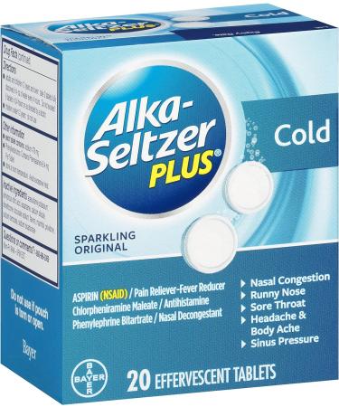 Alka-Seltzer Plus Cold Formula Effervescent Tablets - Sparkling Original (20 ct) - Buy Online on GoSupps.com