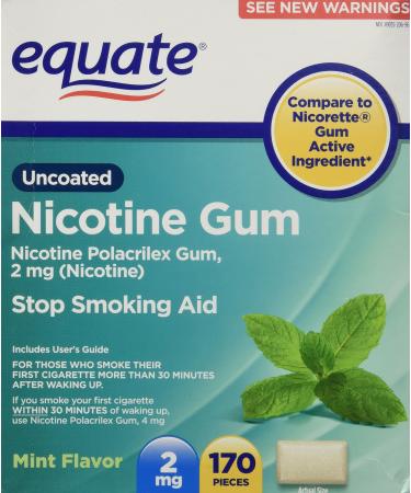 Equate - Nicotine Gum Polacrilex 2 mg Stop Smoking Aid Mint Flavor 170 Pieces