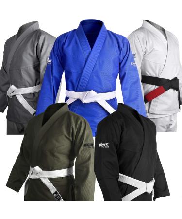 Hawk Sports Brazilian Jiu Jitsu Gi for Men and Women with Jacket, Pants, and White Belt for Martial Arts Training A3 Blue