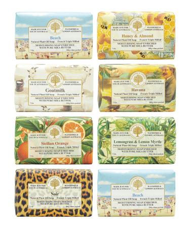Wavertree & London Assorted Favorites (8 Bars) 7oz Moisturizing Natural Soap Bars French -Milled and enriched with Shea Butter Assorted Favorites 7 Ounce (Pack of 8)