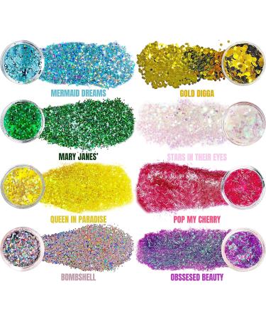 8-Piece Glitter Makeup Set by UK Company - Festival, Body & Halloween Glitter - Buy Online on GoSupps.com