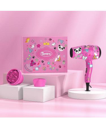 Deogra Kids Travel Hair Dryer - Portable Mini Dual Voltage Blow Dryer with Diffuser and Concentrator Pink - Buy Online on GoSupps.com