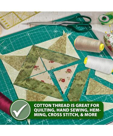 White Mercerized Cotton Thread - 2400 Yards - 50WT Cone Sewing & Quilting Thread - 2 Rolls 50S/2 Embroidery Thread by Mandala Crafts - Buy Online on GoSupps.com