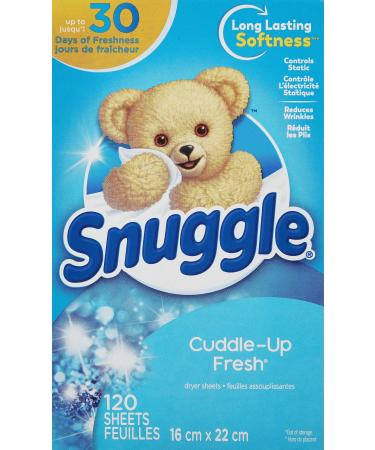 Snuggle Cuddle-Up Fresh Dryer Sheets Softener for Laundry to Control Static and Reduce Wrinkles Long Lasting Fabric Softener with Fresh Laundry Scent 120 Count (Pack of 1)