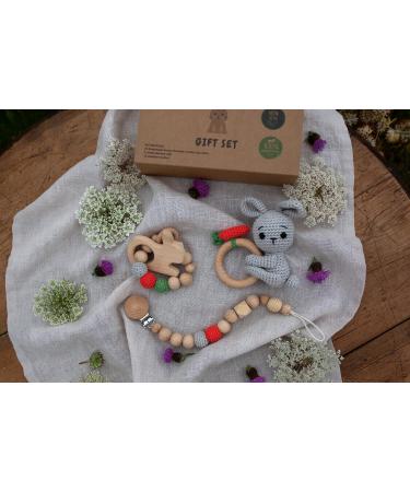 New Baby Gift Set. New Baby Boy Gift. New Baby Girl Gift. Newborn Gift Box. New Baby Gift Box. Baby Shower Gift Set. Crochet Rattle. Vintage Baby Gift Set. (Bunny)
