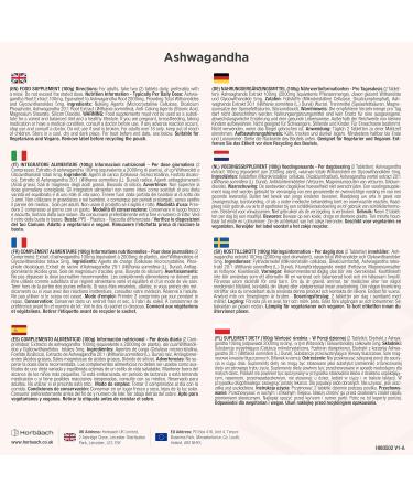 Ashwagandha 2000mg 365 Vegan Tablets Supplement for Men and Women 6 Months Delivery Horbach - Buy Online on GoSupps.com