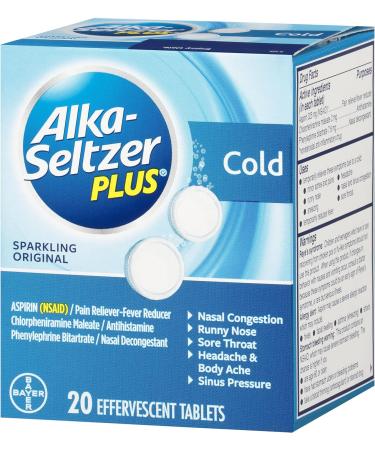 Alka-Seltzer Plus Cold Formula Effervescent Tablets - Sparkling Original (20 ct) - Buy Online on GoSupps.com