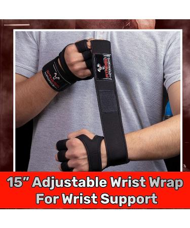 Fitness Force Ventilated Gym Gloves with Wrist Support for Men & Women - Ideal for Workouts, Weightlifting, Powerlifting - Large Black - Buy Online on GoSupps.com