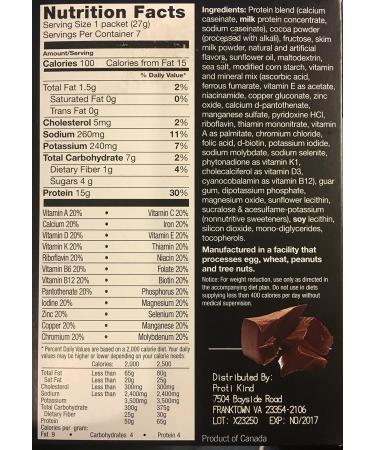 Proti Kind Chocolate Shake or Pudding Mix 7 Servings 15g Protein Per Serving - Buy Online on GoSupps.com