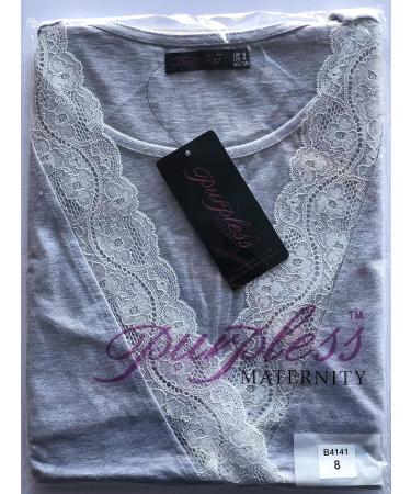 Purpless Maternity Sleeveless V-Neck Lace Detail Nightdress - Light Gray Melange - Buy Online on GoSupps.com