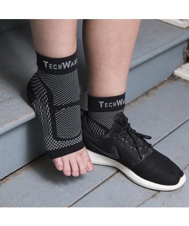 TechWare Pro Ankle Brace Compression Sleeve - Achilles Tendonitis Relief, Plantar Fasciitis Support, Heel Spur Pain Reduction - Sports Injury Recovery - Black L XL - Buy Online on GoSupps.com