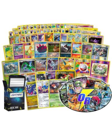 Ultimate Rare Card Bundle 100 Cards + 5 foil Cards, 5 Rare Cards, 5 Holo Rare Cards, 2 Ultra Rare Cards, Plus a LCC Box That is Compatible with Pokemon Cards
