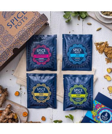 Spice Pots Curry Spice Selection - Korma, Bhuna, Goan, Tandoori Blends - Vegan & Gluten-Free - 4 x 40g Pack SPCURRY-LB - Buy Online on GoSupps.com