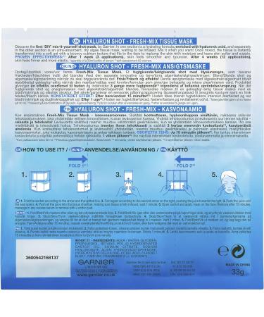 Garnier Fresh-Mix Replumping Tissue Mask Hyaluronic Acid Tissue Face Sheet Shot Mask 33 g Fresh Mix - Hyaluronic Acid - Buy Online on GoSupps.com