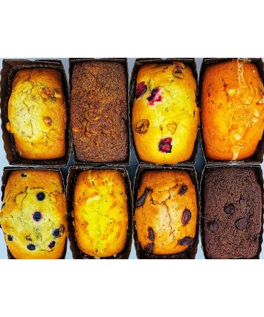 The Baking Institute's Gourmet Fresh Baked Breakfast Bread Loafs - 4 oz - 8 Pack Bold Variety Mix Assortment - Individually Wrapped Desserts in Assorted Flavors - Banana  Blueberry  Cranberry Walnut  Lemon  Carrot  Orange  Chocolate Chip Date  Strawberry  - Buy Online on GoSupps.com