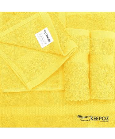 KEEPOZ 24-Pack 100% Cotton Wash Cloths Set - Soft, Fluffy, Highly Absorbent | Fade Resistant Essential Towels for Bathroom, Gym, Spa - Lemon - 12x12 inches - Buy Online on GoSupps.com