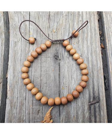 Unisex Sandalwood Round Beads Bracelet - Handmade Elastic Yoga Meditation Jewelry (Large Brown - Buy Online on GoSupps.com