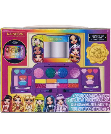 Rainbow High - Townley Girl Beauty Compact Set Kit with Brushes, 4 Eye Shadows, 8 Lip Gloss & 4 Shimmer Makeup Set for Kids Girls, Ages 6+ perfect for Parties, Sleepovers and Makeovers