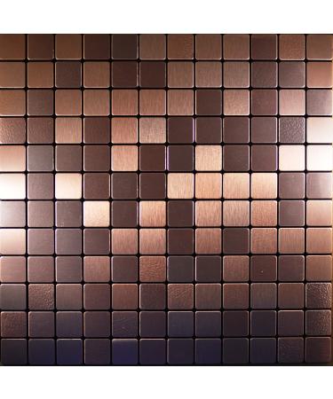 FLEXIPIXTILE 4-Piece Aluminum Mosaic Tile Peel & Stick Backsplash Accent Wall Old Kettle Pack of 4