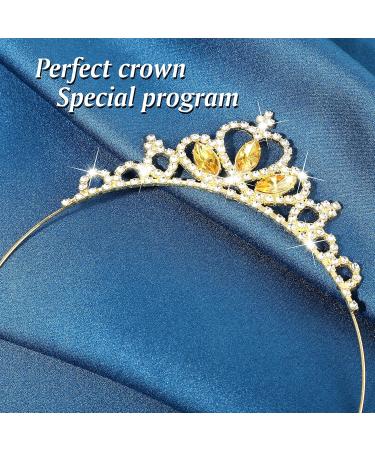 WLLHYF Princess Crown Crystal Sash Tiara Rhinestone Headband Hair Accessories for Women Girls Birthday Christmas Decoration Bride Wedding Headbands Gold - Buy Online on GoSupps.com