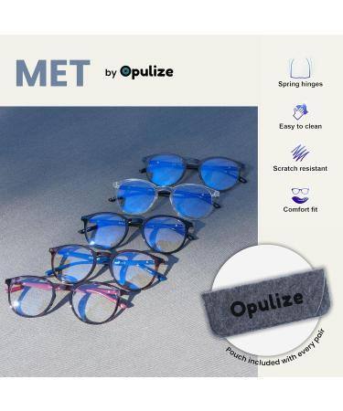 Opulize Met Blue Light Blocking Reading Glasses +2.50 Magnification - Black Slim Round Frame with Scratch Resistant Spring Hinges - Improve Sleep and Reduce Eye Strain - Unisex Computer Gaming Glasses - Buy Online on GoSupps.com