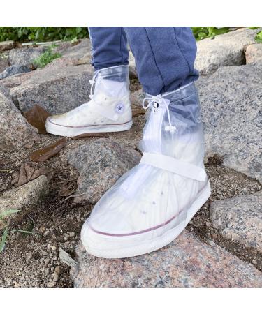 DJZSSXLW Rain Boot Waterproof Shoes Cover Women Kids Reusable Rubber Sole Overshoes Galoshes 1 Pair (Transparent,M) Medium Transparent