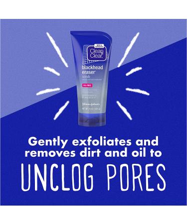 Clean & Clear Blackhead Eraser Oil-Free Facial Scrub 2% Salicylic Acid - Coconut Exfoliating Face Scrub for Acne-Prone Skin (5 Oz, Pack of 2) - Buy Online on GoSupps.com