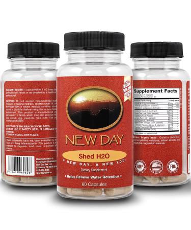 Shed H2O | Natural Diuretic Water Pills for Water Retention Relief, Supports Men and Women in Reducing Bloating and Water Weight | Supports Healthy Potassium Levels by New Day Health