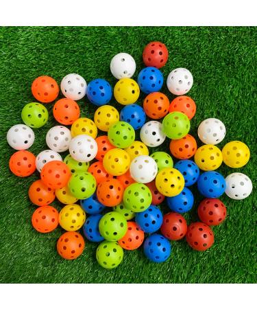 Crestgolf 50pcs Plastic Golf Training Balls  Airflow Hollow 40mm Golf Balls for Driving Range, Swing Practice, Home Use,Pet Play.  mixed color,50pcs