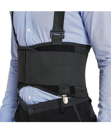 NeoTech Care Lumbar Brace with Removable Pants Clips & Detachable Suspenders - Back Support Belt - Adjustable & Breathable - Shoulder Holsters - Black (Size L) - Buy Online on GoSupps.com