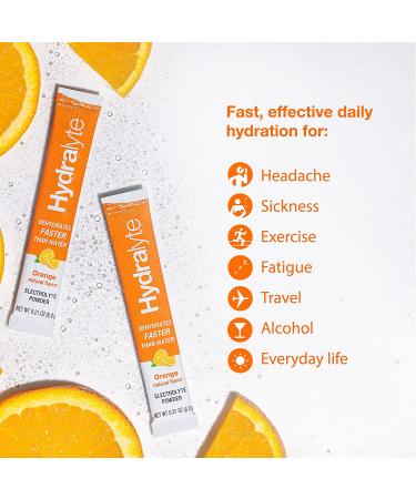 Hydralyte Electrolyte Powder Packets | Orange Hydration Packets | Easy Dissolve Electrolyte Powder for Rehydration Solutions | Low Sugar Hydration Powder Packets | All Natural (8 oz Serving  20 Count) Orange 20 Count (Pack - Buy Online on GoSupps.com