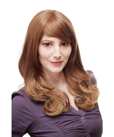 WIG ME UP - Lady's wig charming brown brunette dark blonde mix parting straight wavy tips SA077-12-2005
