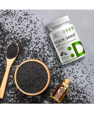 Black Seed Oil 1000mg - 240 Softgels | Cold-Pressed Nigella Sativa | 4 Months Supply | Natural Thymoquinone | Non-GMO | Gluten-Free - Buy Online on GoSupps.com
