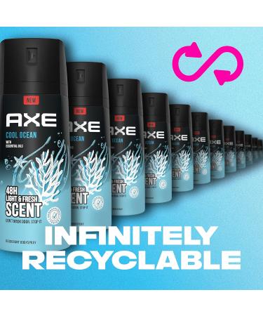 AXE Dual Action Body Spray Deodorant for Men - Cool Ocean Scent, Long Lasting Odor Protection, Aluminum-Free - 4 oz, Pack of 4 - Buy Online on GoSupps.com