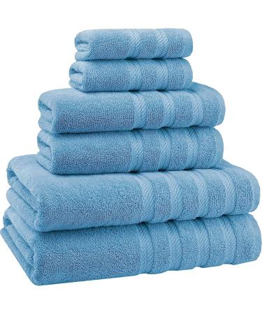 American Soft Linen 100% Turkish Carded Cotton 6-Piece Towel Set - 560 GSM - Super Soft - Light Blue - Buy Online on GoSupps.com