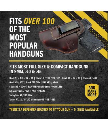 Relentless Tactical The Defender Leather IWB Holster - Made in USA - for S&W M&P Shield | Glock 17 19 22 23 32 33 43 | Springfield XD & XDS | Plus All Similar Sized Handguns Midnight Black Inside the Waistband - Right Side - Buy Online on GoSupps.com