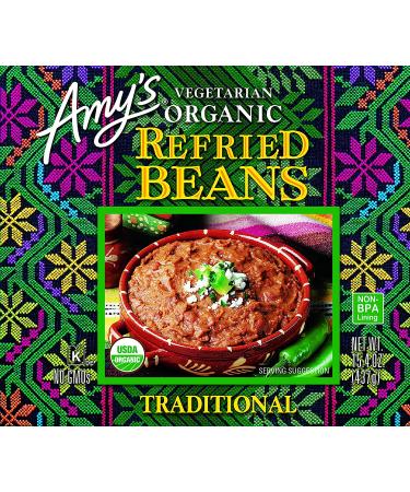 Organic Amy's Traditional Gluten-Free Vegetarian Refried Beans 15.4 oz (Pack of 12) - Buy Online on GoSupps.com