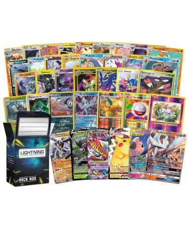 Ultimate Rare Bundle Includes 20 Rare Cards, 2 foil Rare Cards, 2 Legendary Ultra Rare Cards with lightning card collection Box That is Compatible with Pokemon Cards
