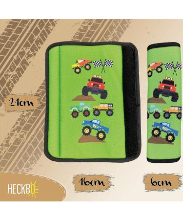 HECKBO 2X Kids Car Seat Belt Pads - Monster Truck Design for Safety and Comfort | Ideal for Booster Seats and Bicycles - 2 Pieces - Buy Online on GoSupps.com
