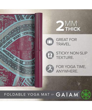 Gaiam Foldable Yoga Mat - Travel Fitness & Exercise Mat (68 x 24 x 2mm) - For Yoga, Pilates & Workouts - Buy Online on GoSupps.com