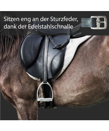 High-Quality Black Leather Horse Delini Stirrup Straps for English Saddles - 130cm to 160cm Length (150cm Option) - Buy Online on GoSupps.com