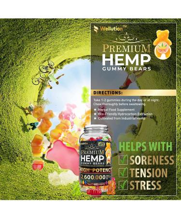 High Potency Wellution Hemp Gummies 2600000 XL - Fruity Gummy Bears with Hemp Oil for Stress & Inflammation Relief. Natural Hemp Candy for Sleep & Calm Mood - Buy Online on GoSupps.com