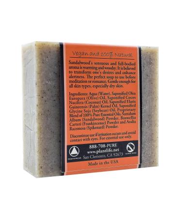 Plantlife Sandalwood Bar Soap - Moisturizing and Soothing Handcrafted Soap from California 4oz - Buy Online on GoSupps.com