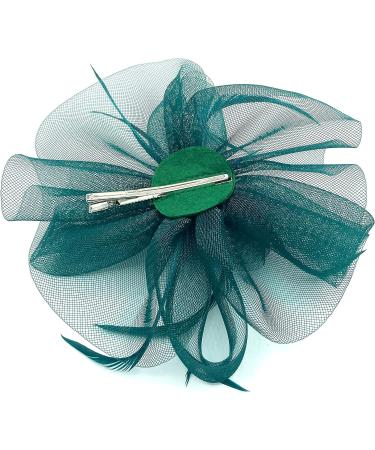 Ladies Feather Fascinator with Clip/Aliceband Weddings Races Royal Ascot Hair Piece (Dark Green) - Buy Online on GoSupps.com