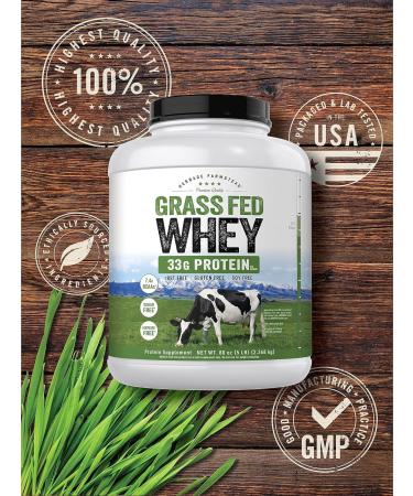 Carlyle Grass Fed Whey Protein Powder | 5lb (80 oz) | 33g of Protein Per Serving | Unflavored | Sugar and Hormone Free | Non-GMO and Gluten Free Supplement | by Herbage Farmstead - Buy Online on GoSupps.com