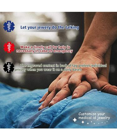 Customized Medical Alert ID Beaded Bracelet for Women | Free Engraving | Stainless Steel Personalized Emergency Identification | 6.5-8.5 Inches - Buy Online on GoSupps.com
